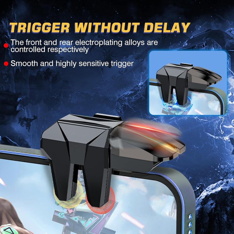EasEasy PUBG Game Trigger, Mobile Phone Controller Compatible for PUBG/Rules of Survival/Knives Out, 6 Fingers Trigger with Sensitive Aim&Shoot Smartphone Joystick for iPhone & Android-Black+Gun - Image 5